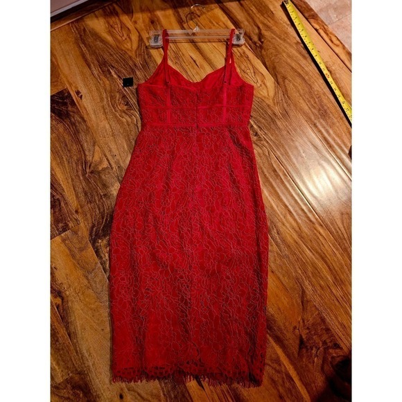 Lulus XS NWT Red Lace Spaghetti Straps contour dress. Sexy. Date Night. Party. - Picture 6 of 11